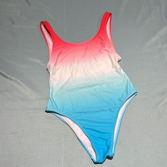 Xhileration One piece Red White & Blue Ombré  bathing suit D24 - Picture 2 of 3